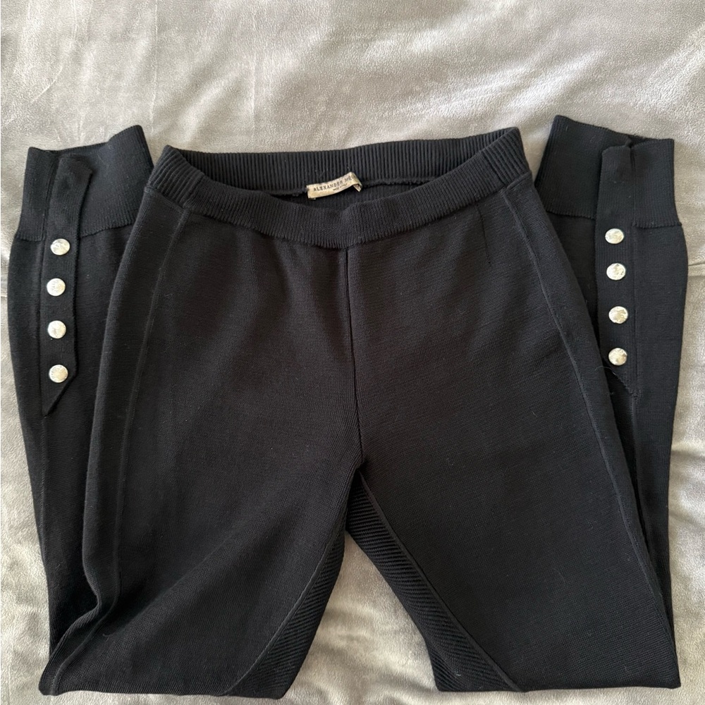 Alexander McQueen pants, Black Leggings with Button Accents, small, 100% wool